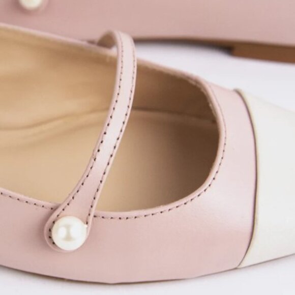 L'Intervalle Yarrow Pink & White Ballet Flats with Pearl Detail (EU 36/US 5) - Picture 2 of 7